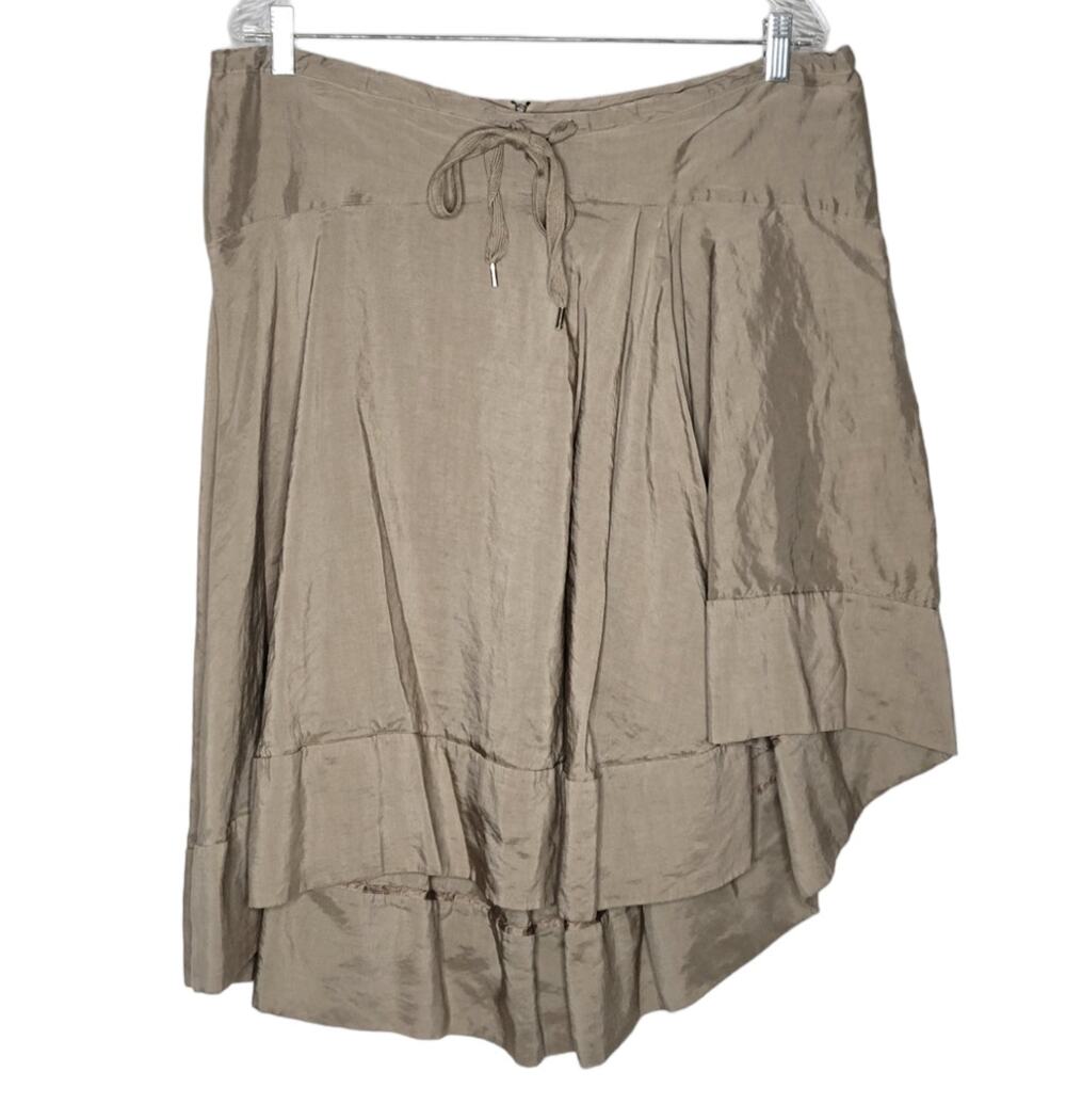 Les Copains Taupe High Low A-Line Knee Length Skirt Women's XL